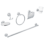 AQA-4002 | Juego de 6 acc. p/baño cromo chapetón redondo chico, Aqua