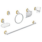 AQA-4003G | Juego de 6 acc. p/baño cromo-oro chapetón ovalado, Aqua