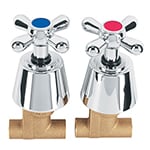 AQE-661 | Juego 2 llaves de empotrar, soldable tipo cruceta, Aqua