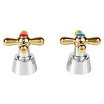 AQMM-61G | Juego de 2 manerales de palanca p/lavabo, cromo/oro, Aqua