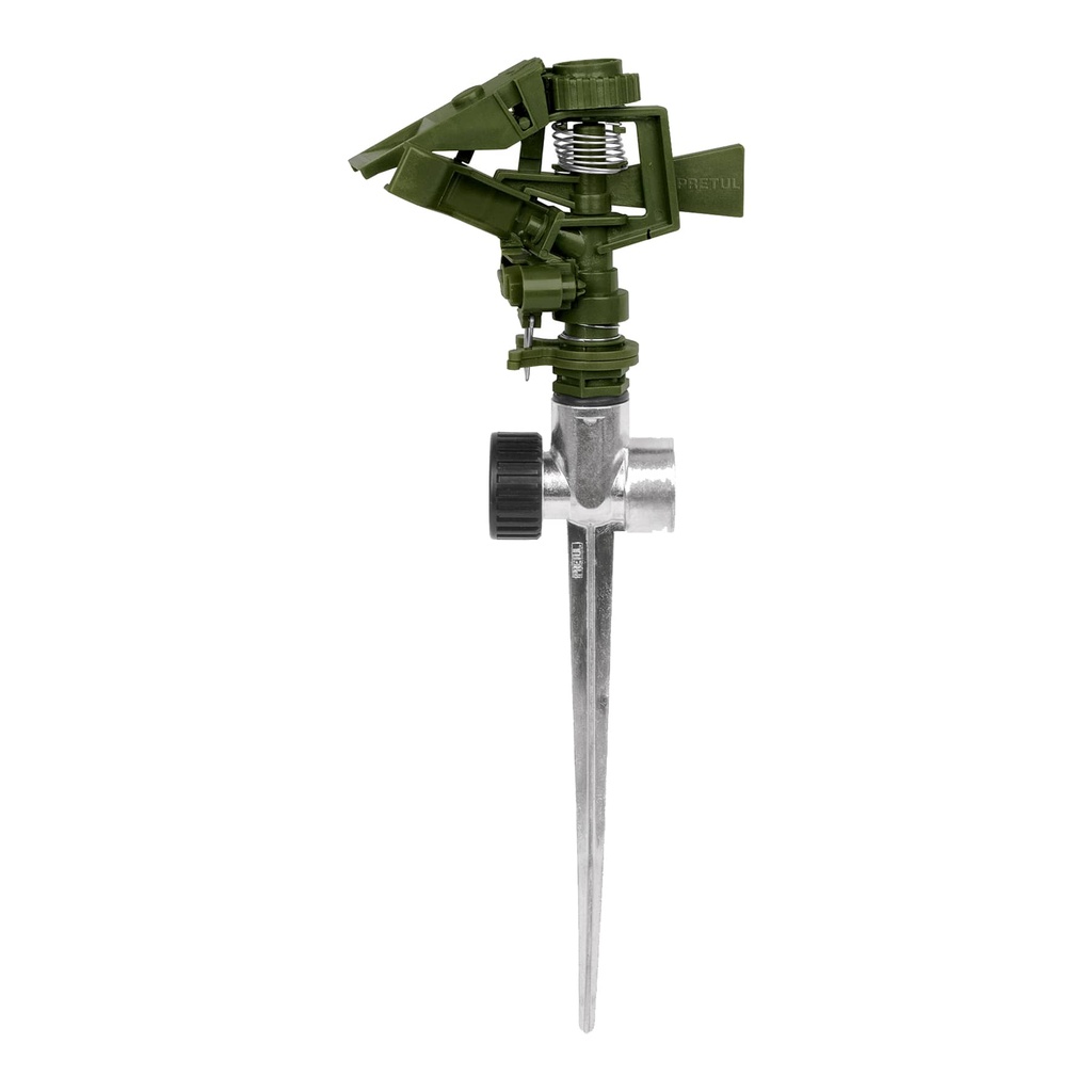 ASVE-11X | Aspersor verde, plástico, dos vías, estaca de zinc de 11'