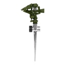 ASVE-11X | Aspersor verde, plástico, dos vías, estaca de zinc de 11'