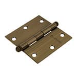 BC-352R | Bisagra cuadrada 3-1/2', latón antiguo, cabeza redonda