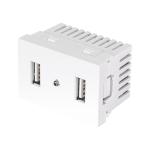 C2USB-LB | Toma con 2 puertos USB blanco de 1.5 módulos, línea Lisboa