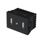 C2USB-LN | Toma con 2 puertos USB negro de 1.5 módulos, línea Lisboa