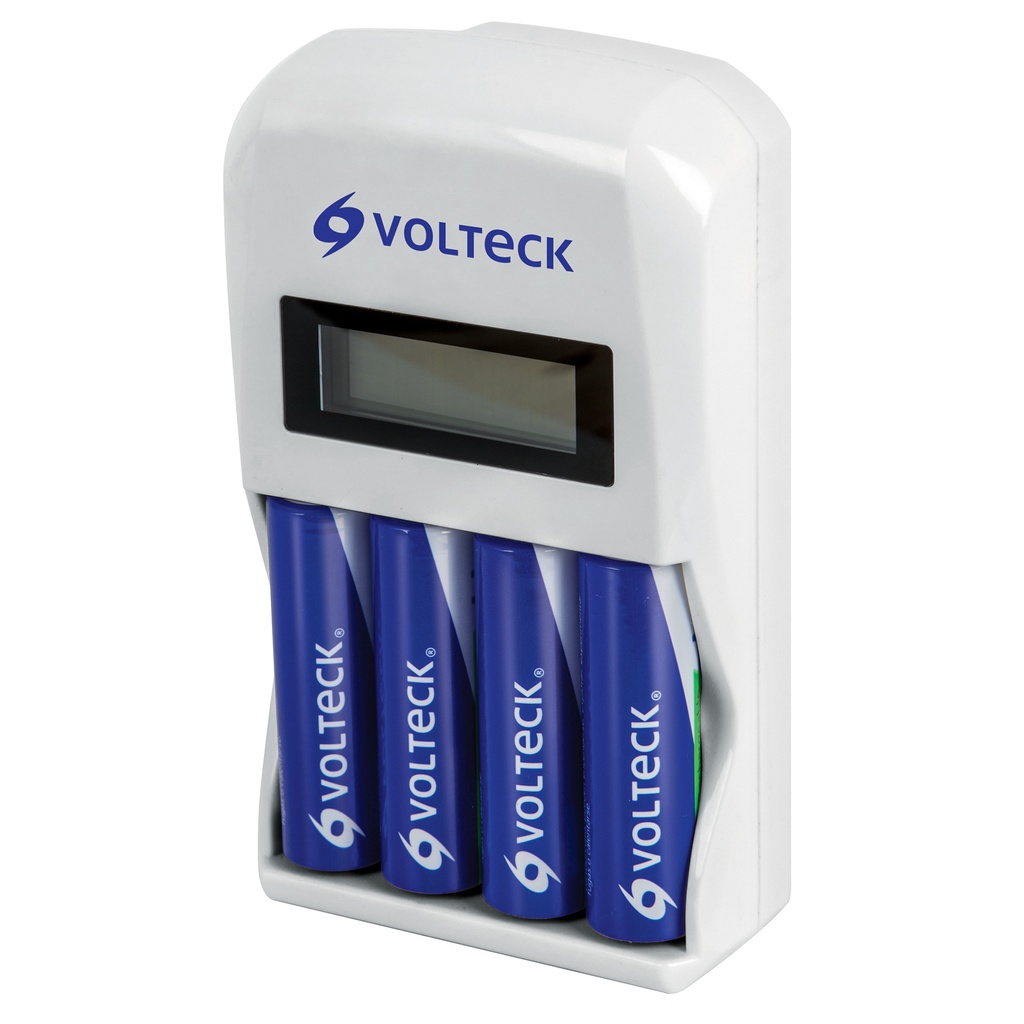 CA-RE-10 | Cargador de pilas, AA, AAA, incluye 4 pilas AA, Volteck