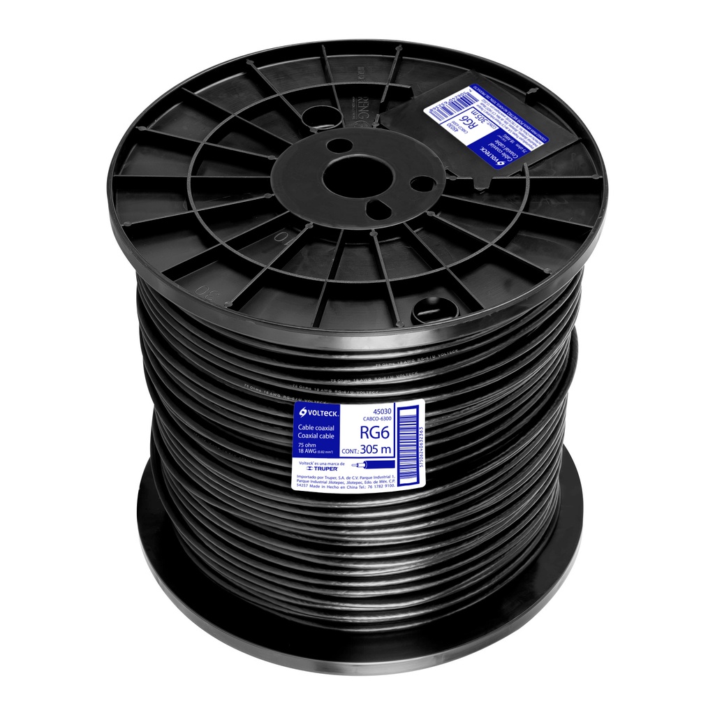 CABCO-6300 | Metro de cable coaxial RG6 en carrete de 305 m, Volteck