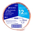 CADES-12 | Metro de cable desnudo de cobre calibre 12 AWG, rollo 25 m