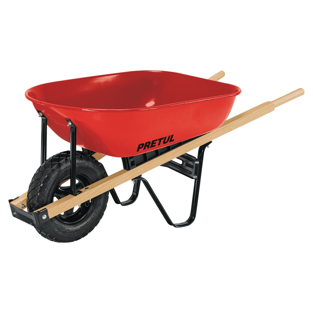 CAP-5WNDR | Carretilla 5.5 ft3 roja Neumática, bastidores madera, Pretul