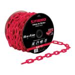 CAPL-8R | Metro de cadena de 8 mm de plástico roja, carrete de 25 m