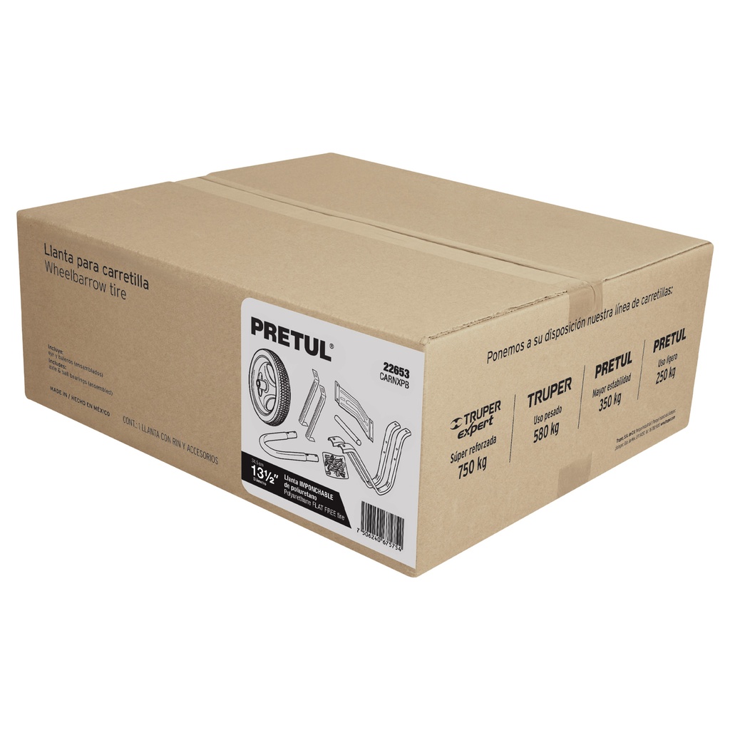 CARNXPB | Caja c/llanta imponchable y acc. y p/carretilla roja Pretul