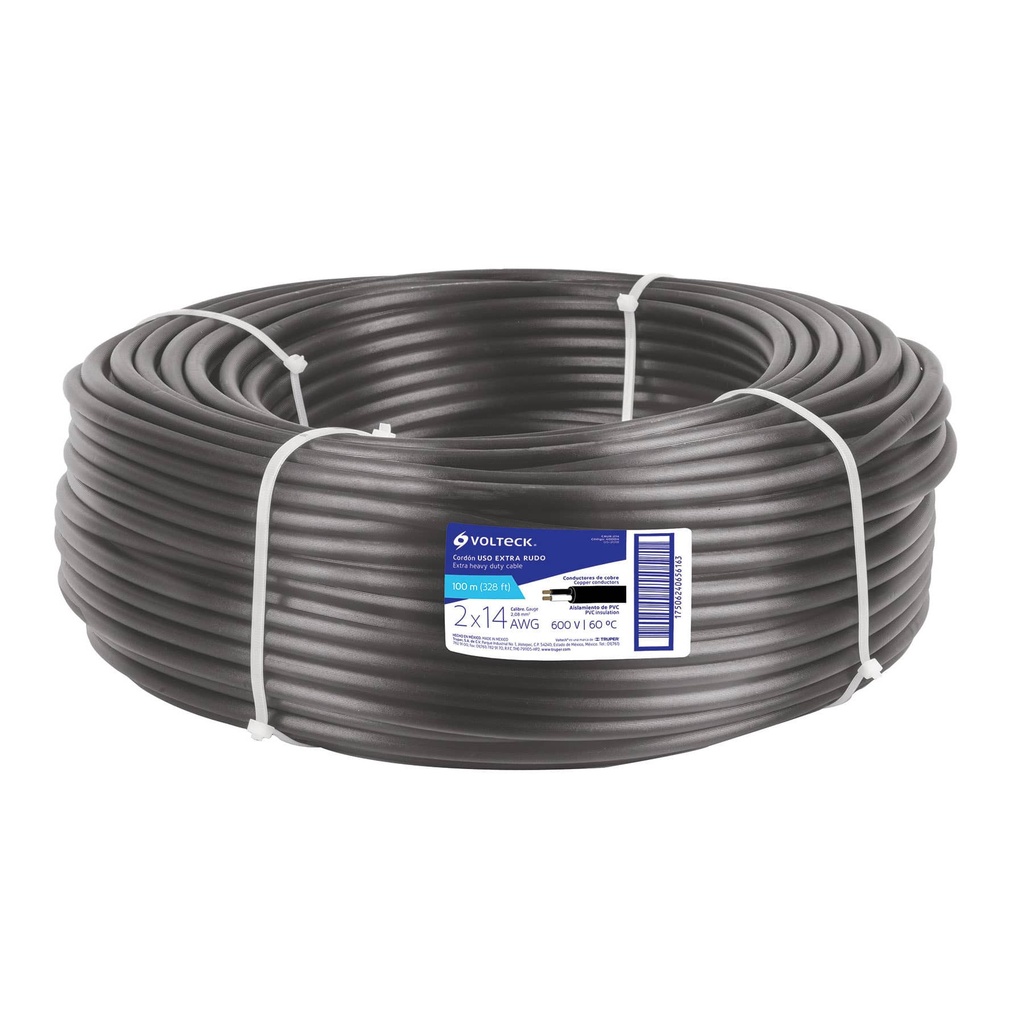 CAUR-214 | Metro de cable uso extra rudo 2 x 14 AWG en rollo de 100 m