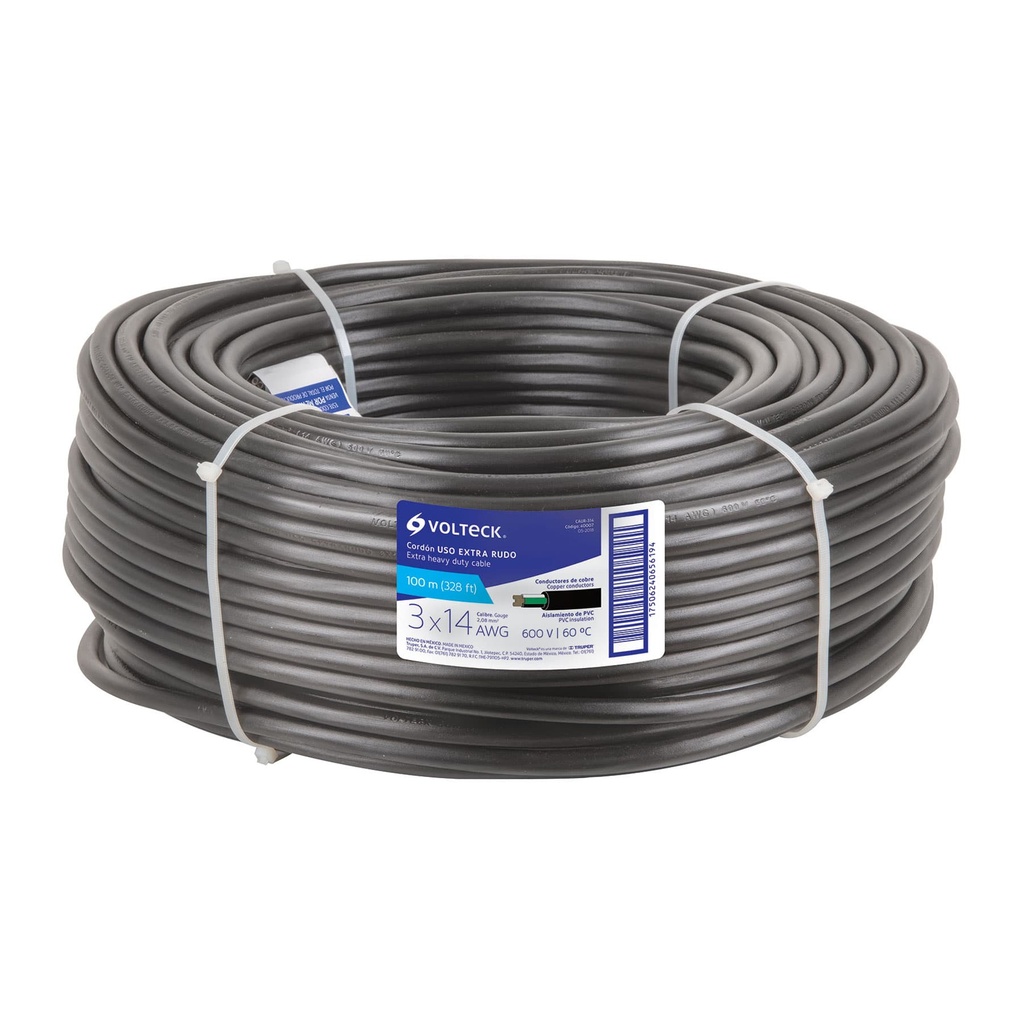 CAUR-314 | Metro de cable uso extra rudo 3 x 14 AWG en rollo de 100 m