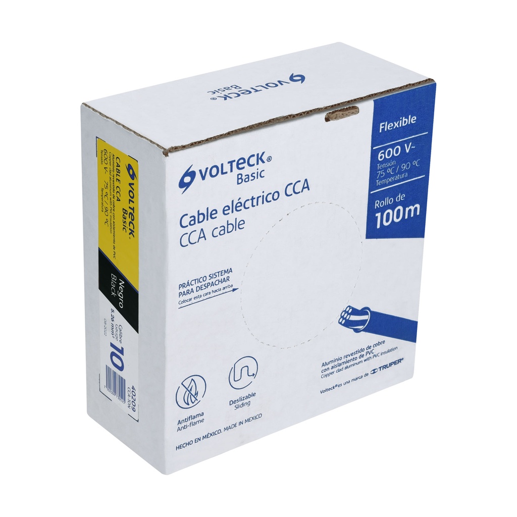 CCA-10N | Rollo de 100 metros de cable THW CCA 10 AWG negro, Basic