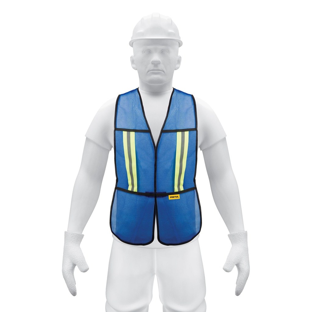 CHS-200A | Chaleco de seguridad con cintas reflejantes, azul, Pretul