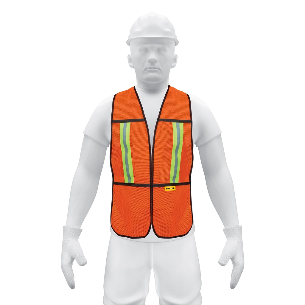 CHS-200N | Chaleco de seguridad con cintas reflejantes, naranja, Pretul