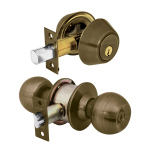 CMB-22P | Combo cerraduras, llave-llave, latón antiguo, Hermex Basic