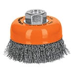 CO-508 | Carda copa 3' alambre ondulado fino, eje 5/8'-11, Truper