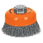 CO-510 | Carda copa 4' alambre ondulado fino, eje 5/8'-11, Truper