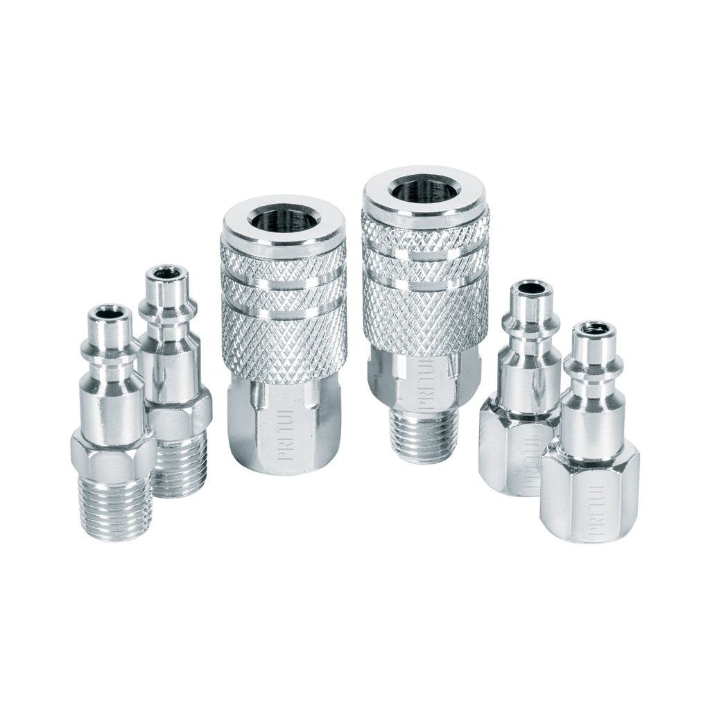 CORAL-6P | Juego de 4 conectores y 2 coples, compresor de aire, Pretul