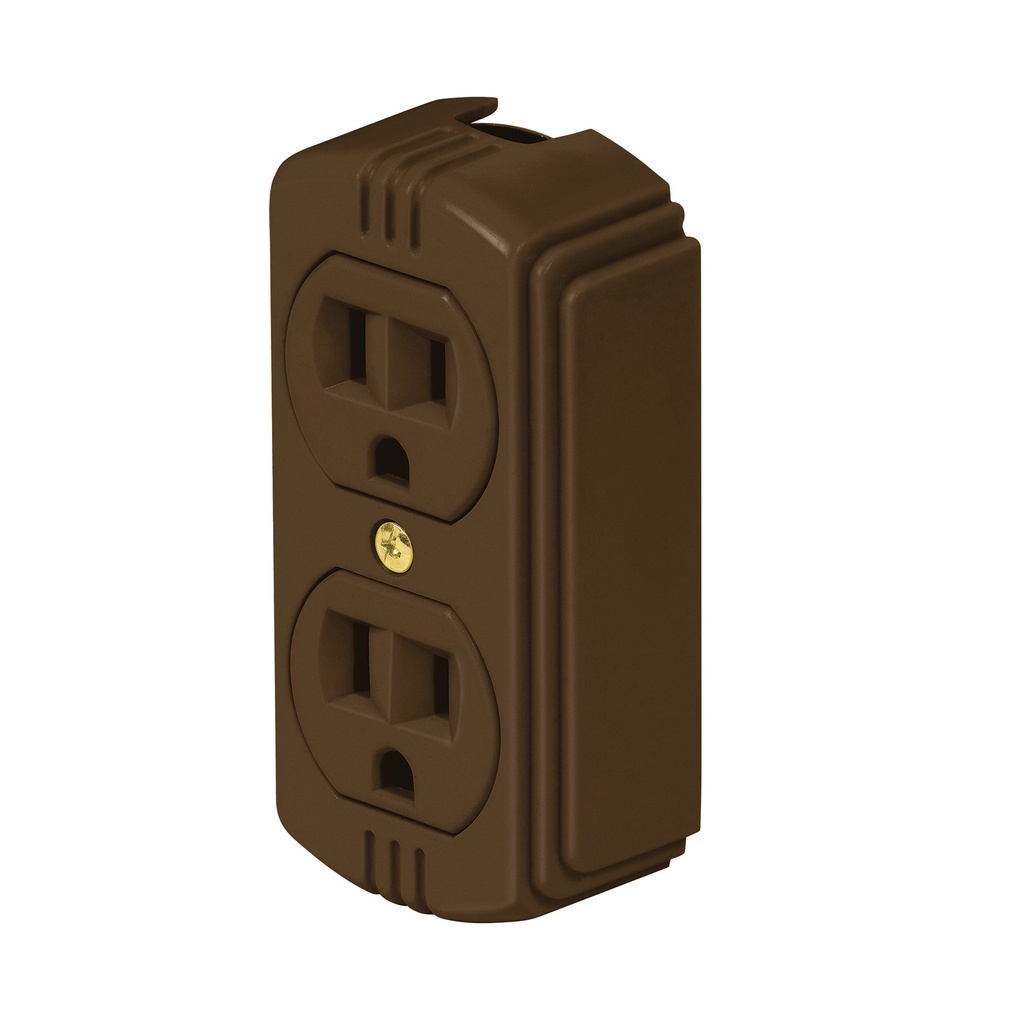 COSO-DA-C | Contacto de sobreponer dúplex 2 polos+ tierra, café, Volteck