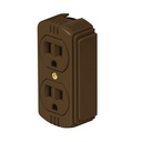 COSO-DA-C | Contacto de sobreponer dúplex 2 polos+ tierra, café, Volteck