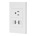 COUSB-EB | Placa armada 1contacto, 2puertos USB, 1.5mod,Española,blanco