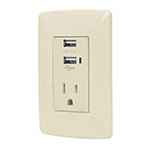 COUSB-I | Contacto aterrizado + 2 puertos USB, marfil, línea Italiana