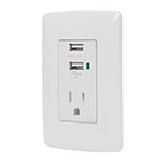 COUSB-IB | Contacto aterrizado + 2 puertos USB, blanco, línea Italiana