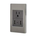 COUSB-LA | Placa armada acero contacto y 2 puertos USB 1.5 mód, Lisboa