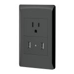 COUSB-LN | Placa armada negra contacto y 2 puertos USB 1.5 mód, Lisboa