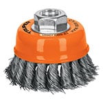 CT-608 | Carda copa 3' alambre trenzado fino, eje 5/8'-11, Truper