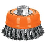 CT-610X | Carda copa 4' alambre trenzado grueso, eje 5/8'-11, Truper