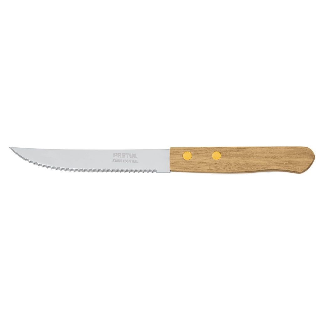 CUCH-M52 | Cuchillo con sierra para asado 5' mango de madera, Pretul