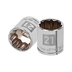 D-3821-M | Dado de 21 mm, 12 puntas, cuadro 3/8', Truper