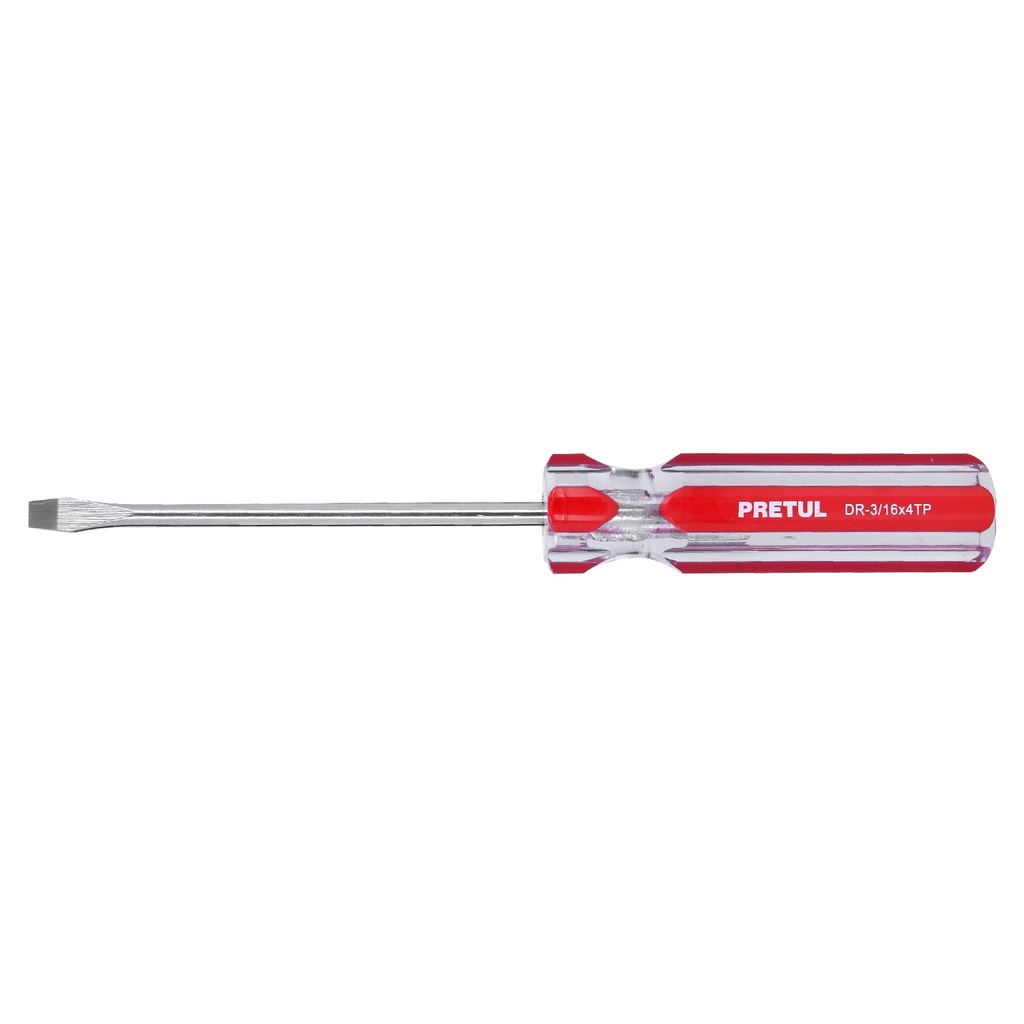 DR-3/16X4TP | Desarmador plano 3/16 x 4' mango de PVC, Pretul