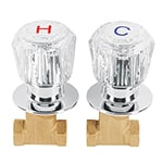 E-052A | Juego 2 llaves empotrar, regadera, roscables, acrílico,Basic