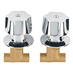 E-652B | Jgo 2 llaves empotrar soldables c/manerales metálicos,Basic