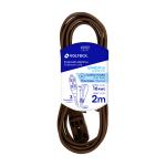 ED-2C | Extensión eléctrica doméstica 2 m café con clavija plana