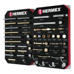 EX-HE-JP2 | Exhibidor con jaladeras y perillas, 2 tableros, Hermex