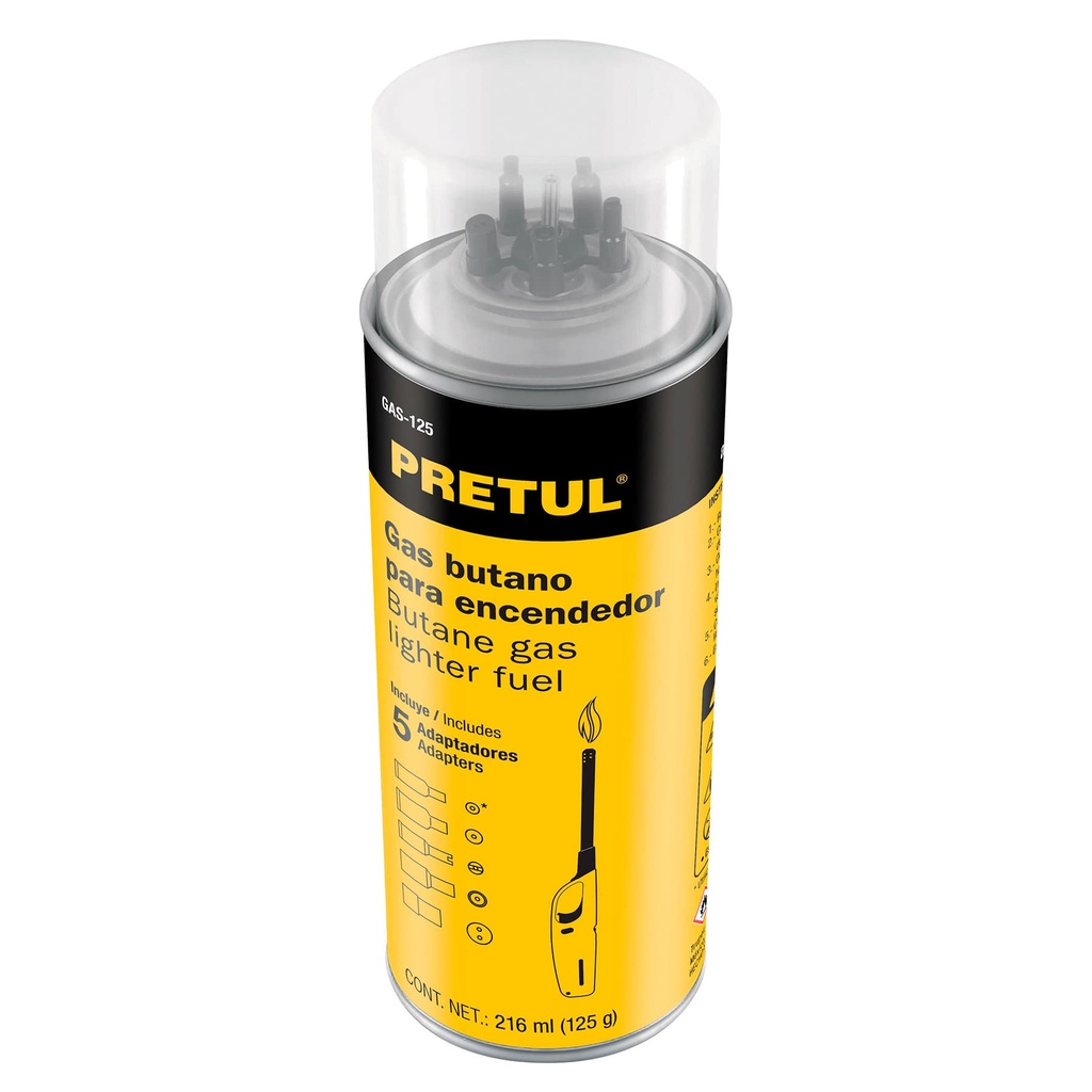 GAS-125 | Lata de gas butano para encendedor, 125 ml, Pretul