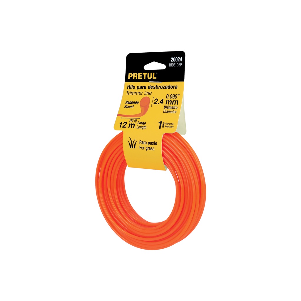 HIDE-95P | Rollo de hilo para desbrozadora, 2.4 mm x 12 m, Pretul