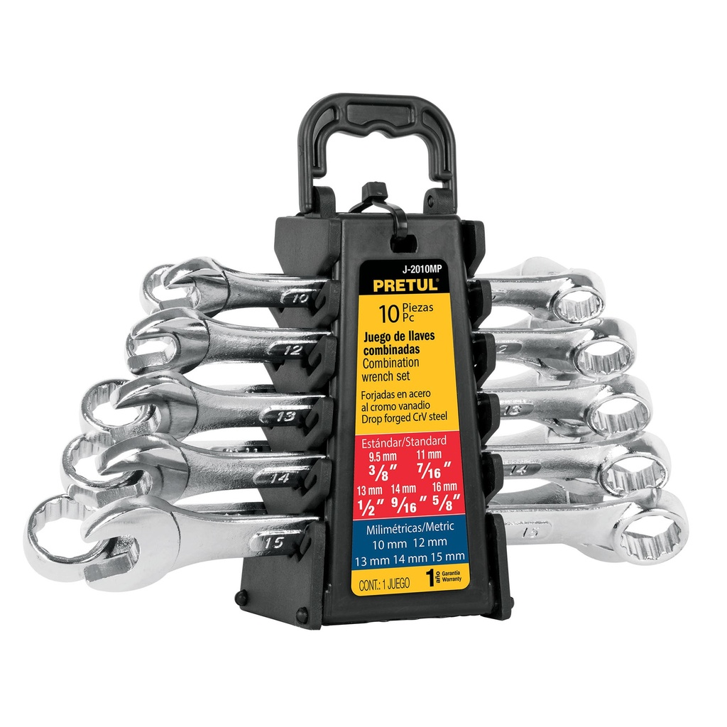 J-2010MP | Juego de 10 llaves combinadas std y mm, Pretul