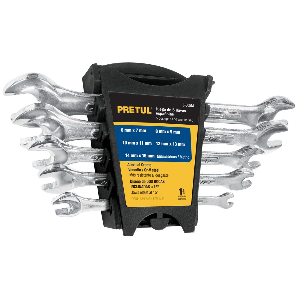 J-305M | Juego de 5 llaves españolas mm, Pretul