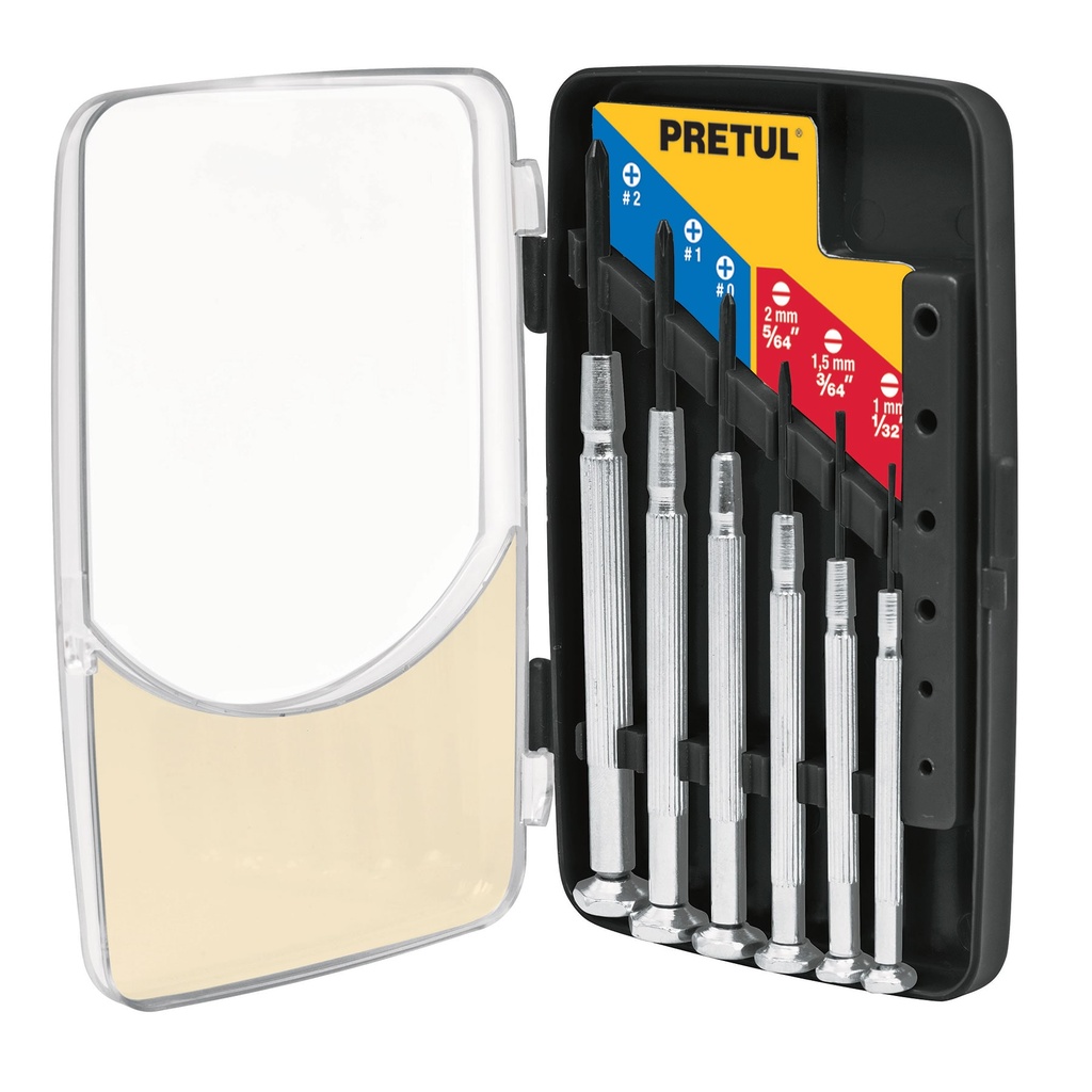 J-DEJ-6P | Juego con 6 desarmadores de precisión mango metálico, Pretul