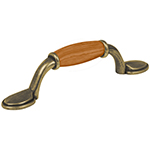 JAL-0631 | Jaladera metálica de 76mm latón antiguo, inserto tipo madera