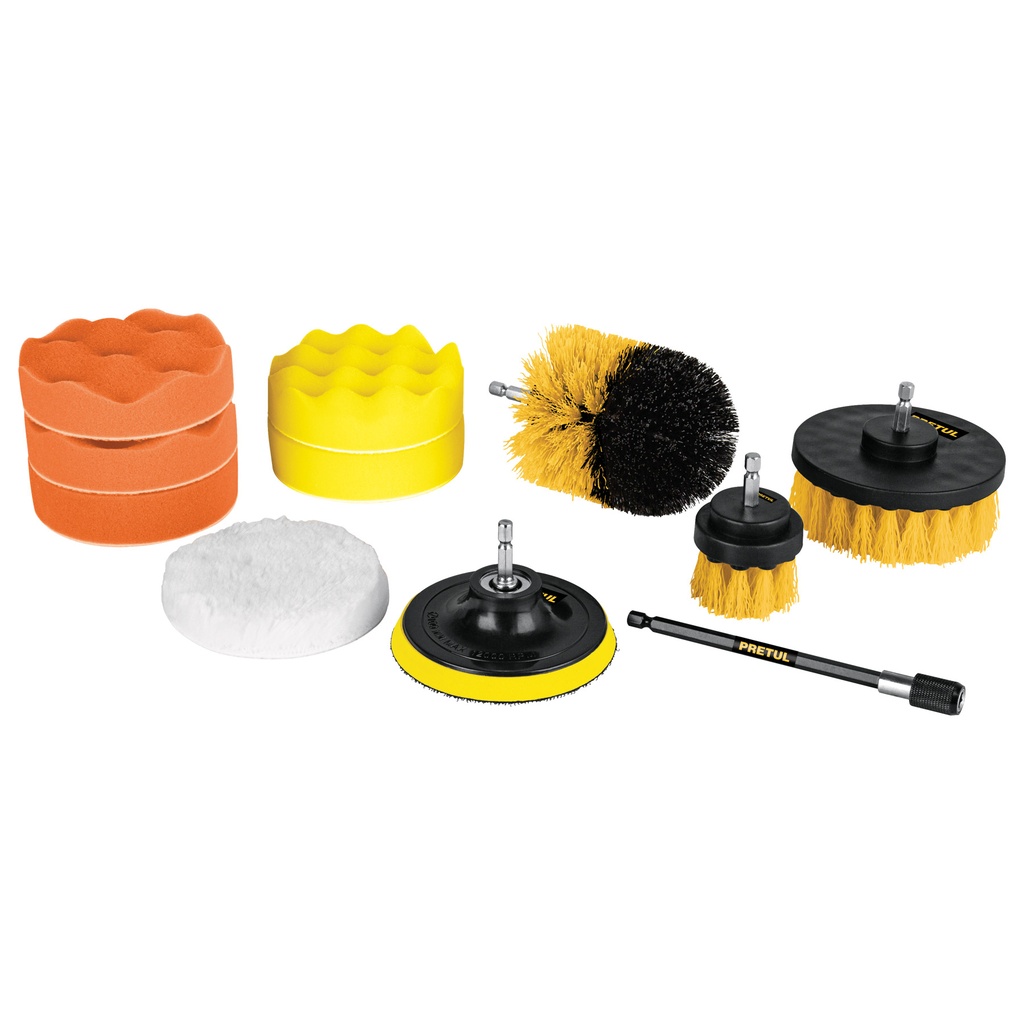 JCE-11P | Juego 11 accesorios de limpieza y pulido p/taladro, Pretul