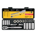 JD-3/8X21SAE-P | Juego de 21 herramientas 3/8' std para mecánico, Pretul