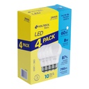 LED-60FBX4 | Pack de 4 lámparas LED A19 8 W (equiv. 60 W), luz de día