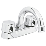 M-050-C | Mezcladora 4' para lavabo, cuello curvo, cartucho compresión